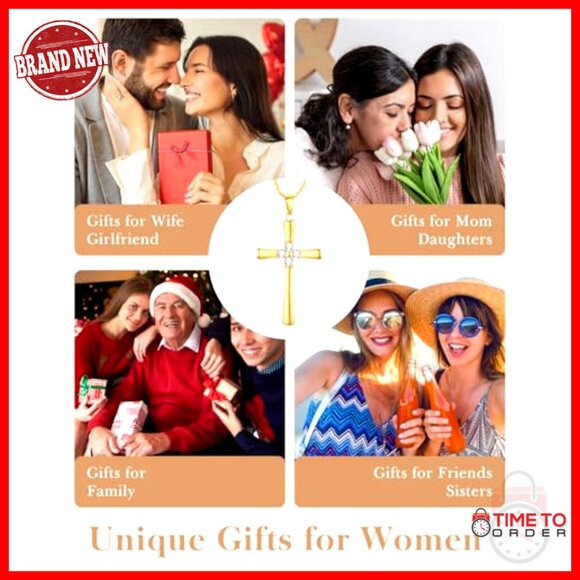 18K Gold Filled Moissanite Cross Pendant Necklace with Light Up Box - Picture 6 of 7